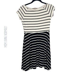 Loft Petite Stried Black and White Dress SP